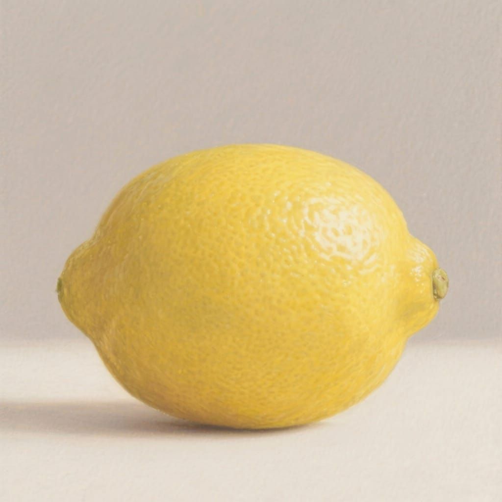 Vibrant Yellow Lemon in Minimalist Style