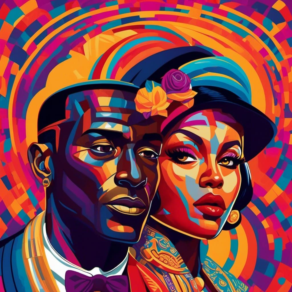 Art Deco Portrait Inspired by Early Cinema