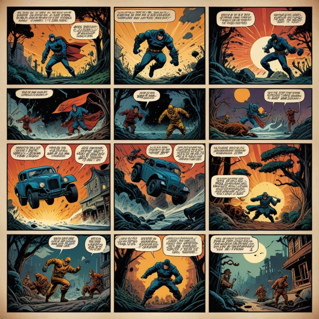 Classic Comic Strip Art in Vibrant 1930s Style