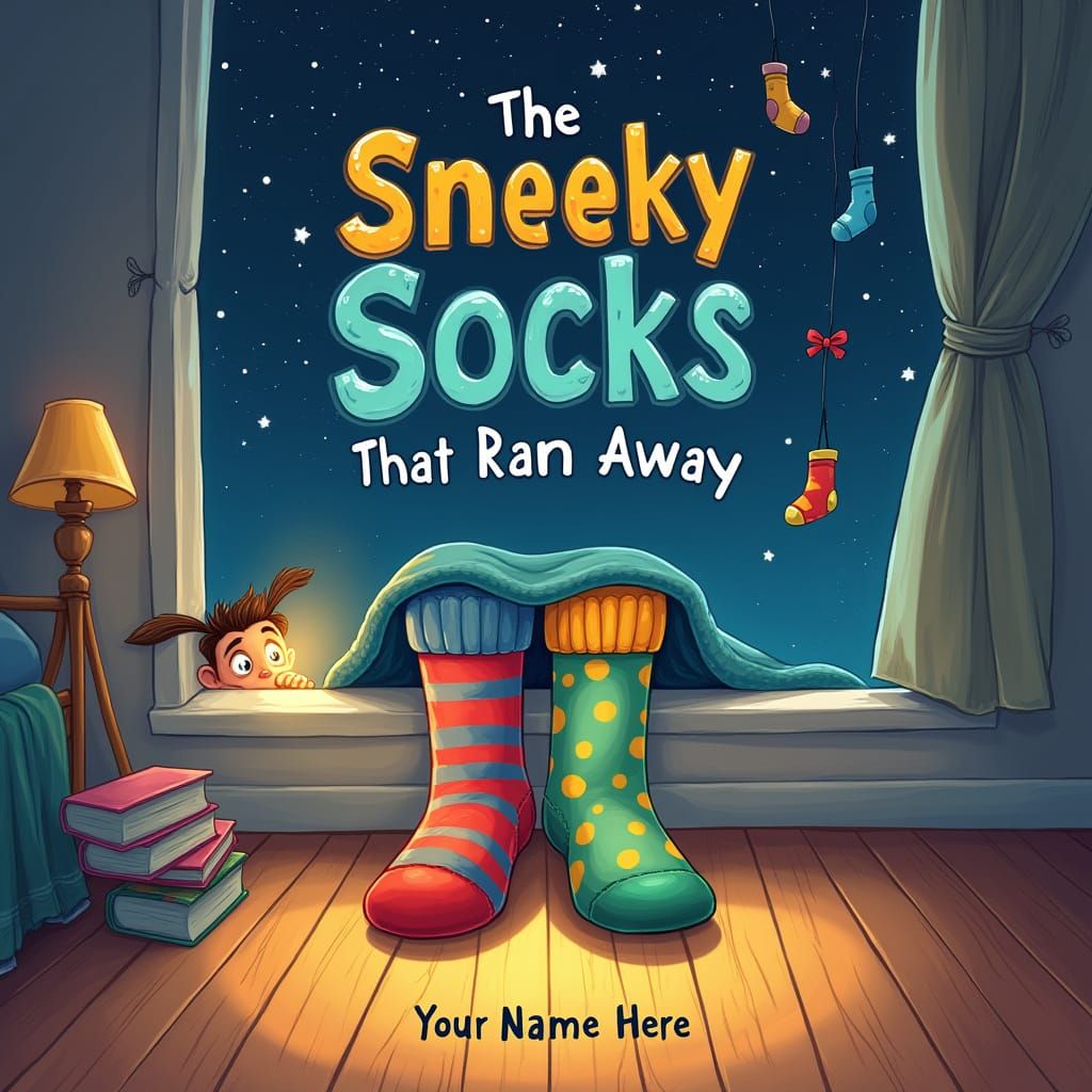 Surreal Whimsy: Playful Socks Explore Magical Night Sky