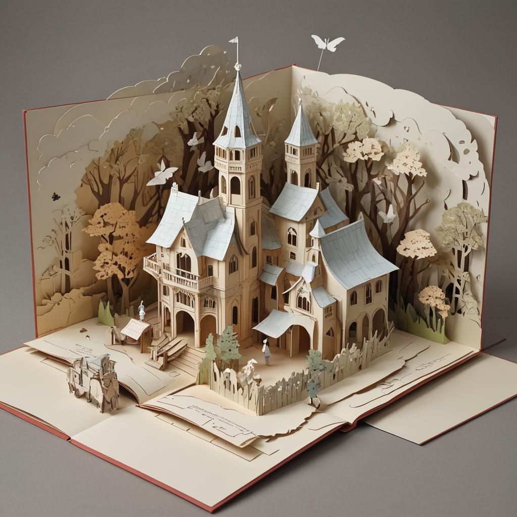 Intricate AI-Generated Pop-Up Book Design