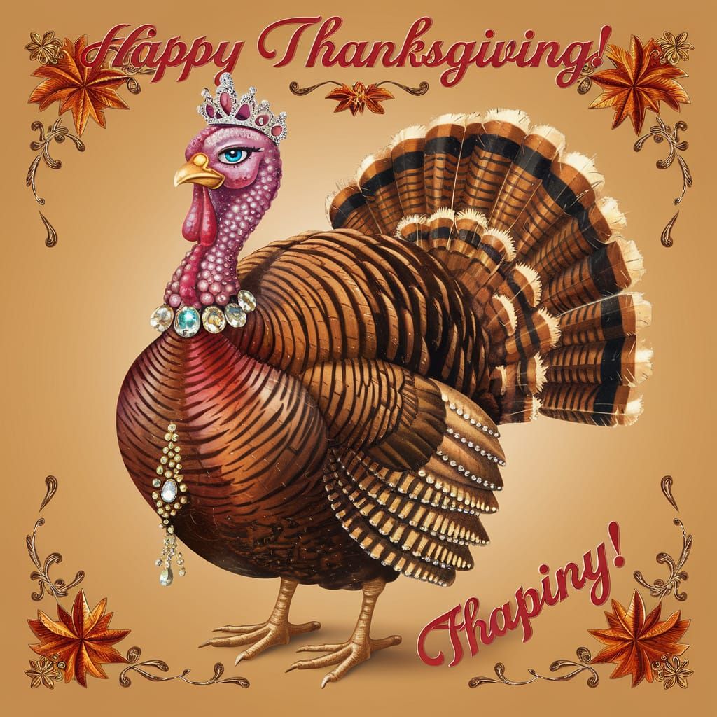 Gilded Turkey Princess Celebrates Thanksgiving in Elegance