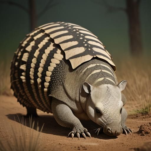 Armadillo Digging in Dirt: Wildlife Photography