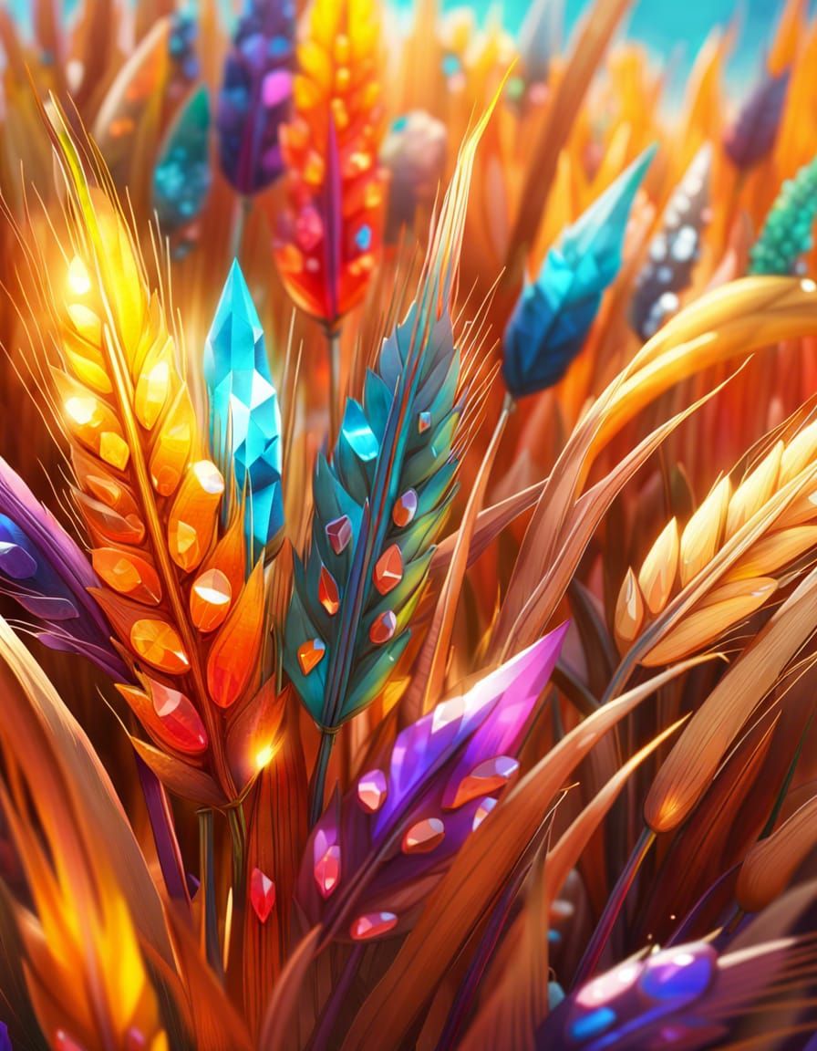 Crystalline Wheat in Autumnal, Reflective Style