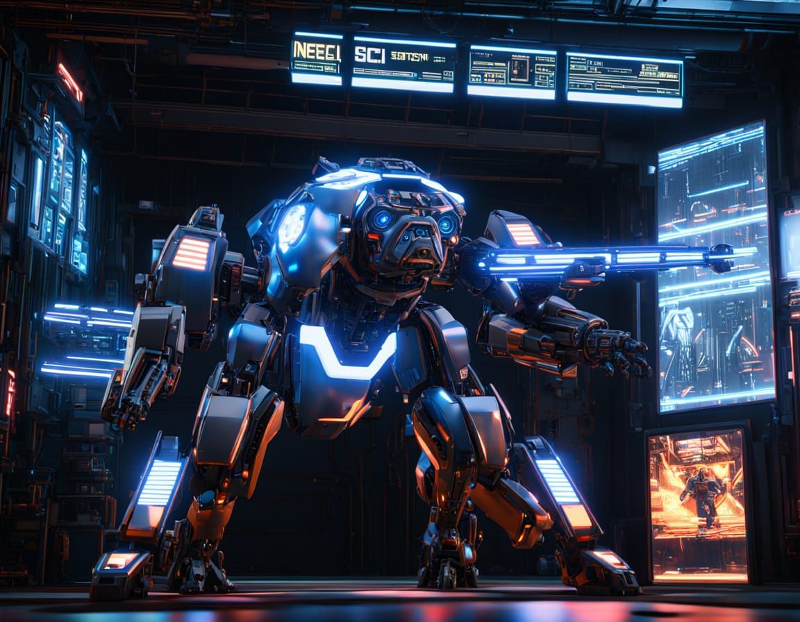 Cute Metal Pug in Epic Sci-Fi Scene