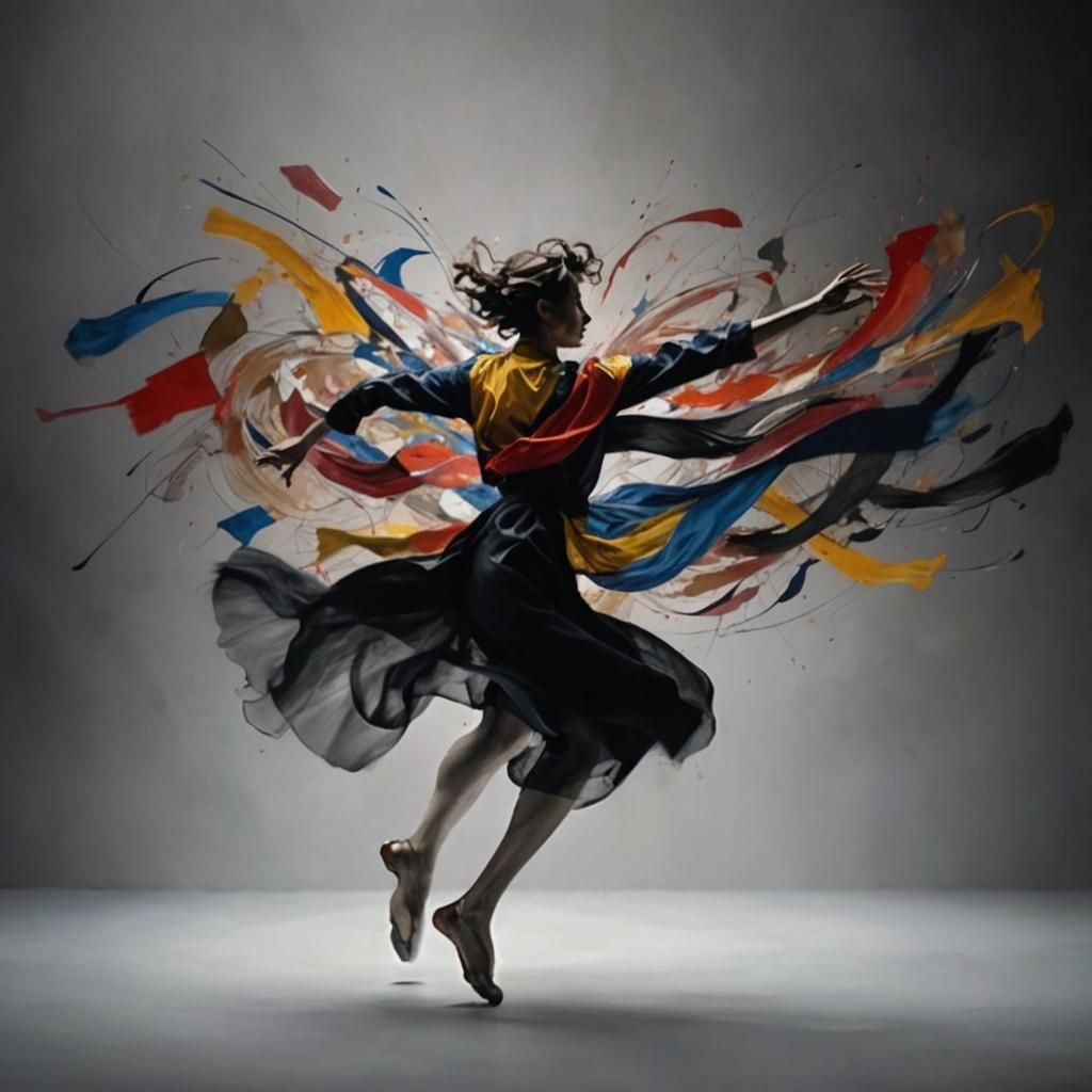 Expressionist Dancer in Abstract Motion