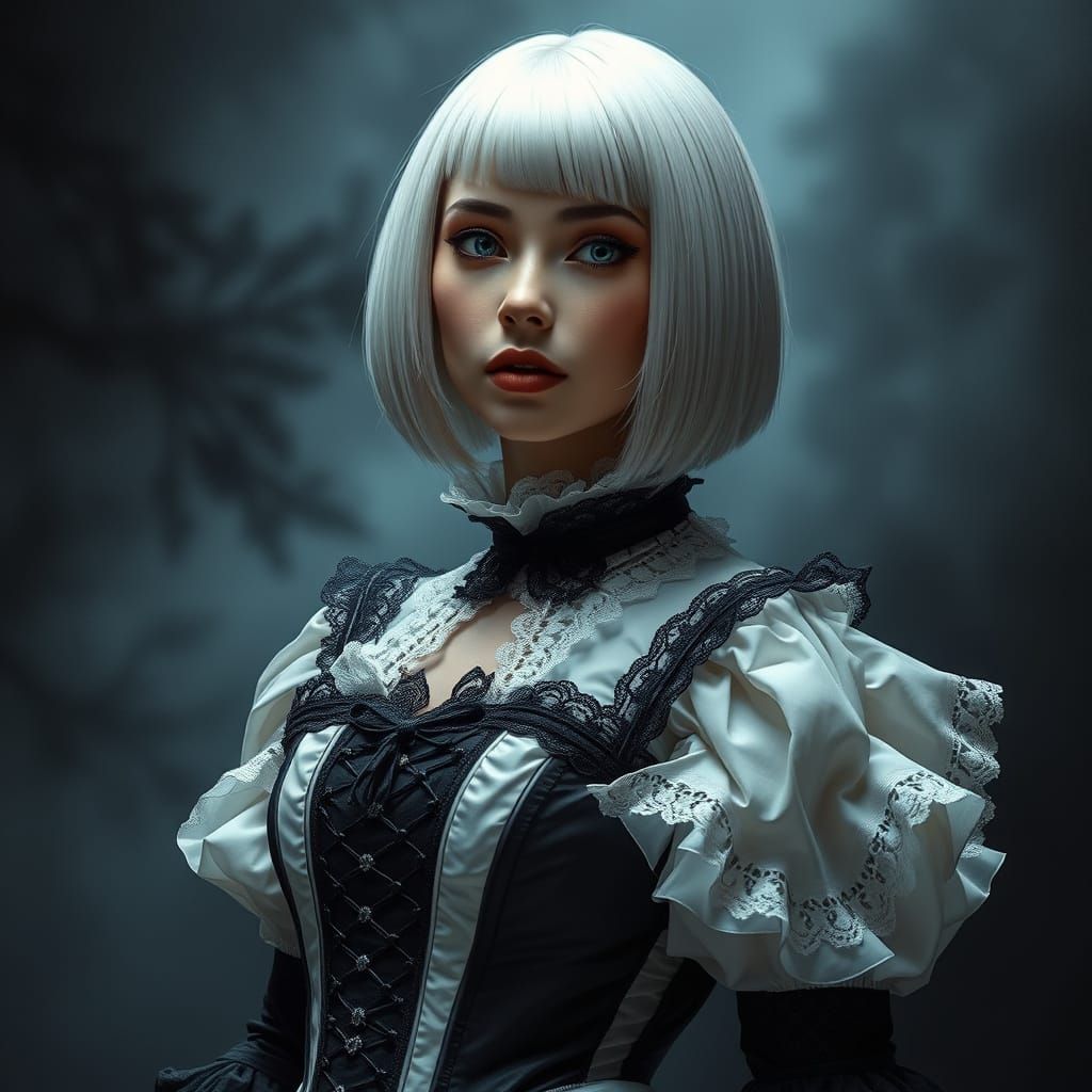 Woman in Gothic Victorian Outfit as Digital Art
