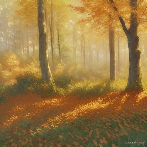 Impressionistic Oil Painting of Trees in Autumn