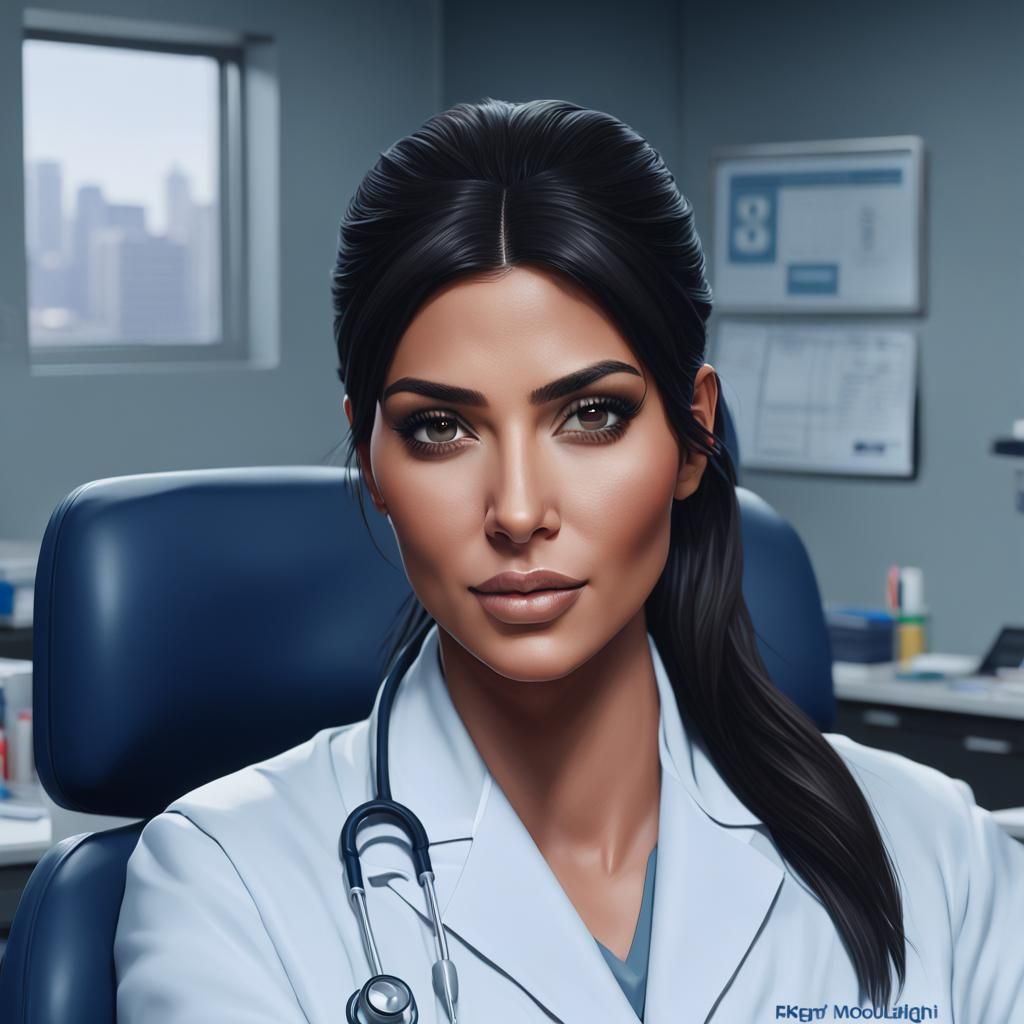 Kim Kardashian as Doctor: Hyperdetailed Artstation Portrait