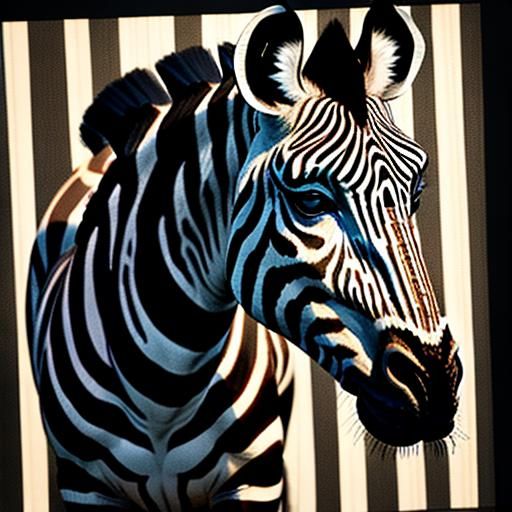 Pixel Art Zebra in Jet-Black Tones