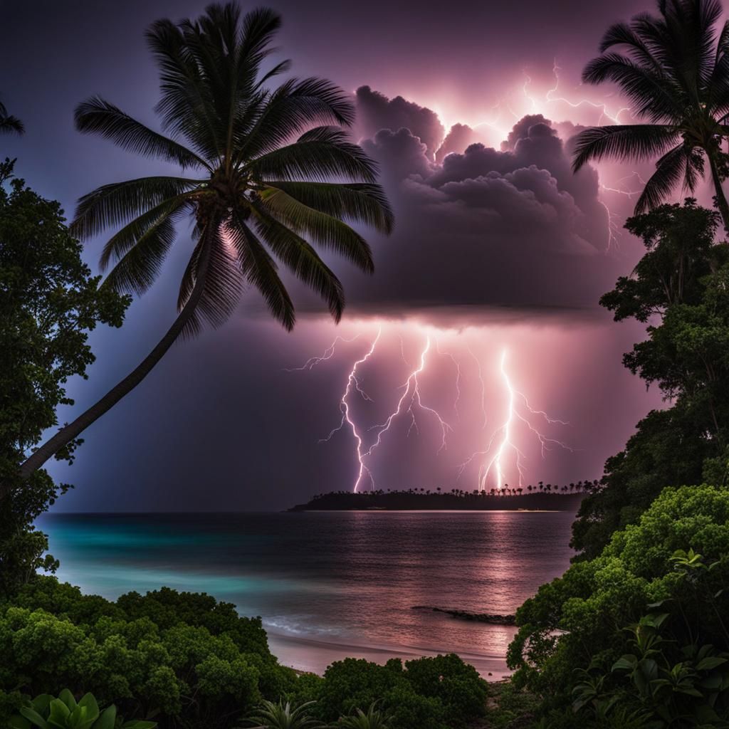 Lightning Strikes a Tropical Island Paradise