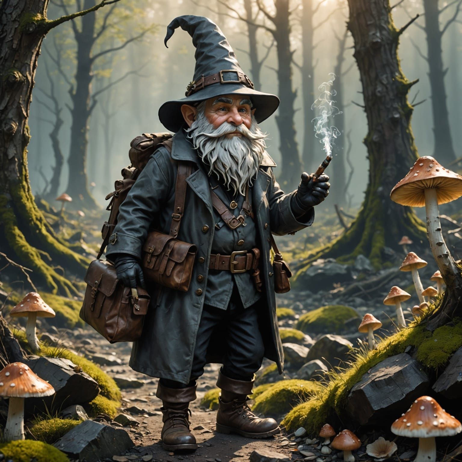 Gnome in Swamp: Dark Fantasy Art