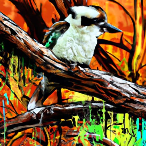 Kookaburra in Gum Tree: Graffiti Splash Art