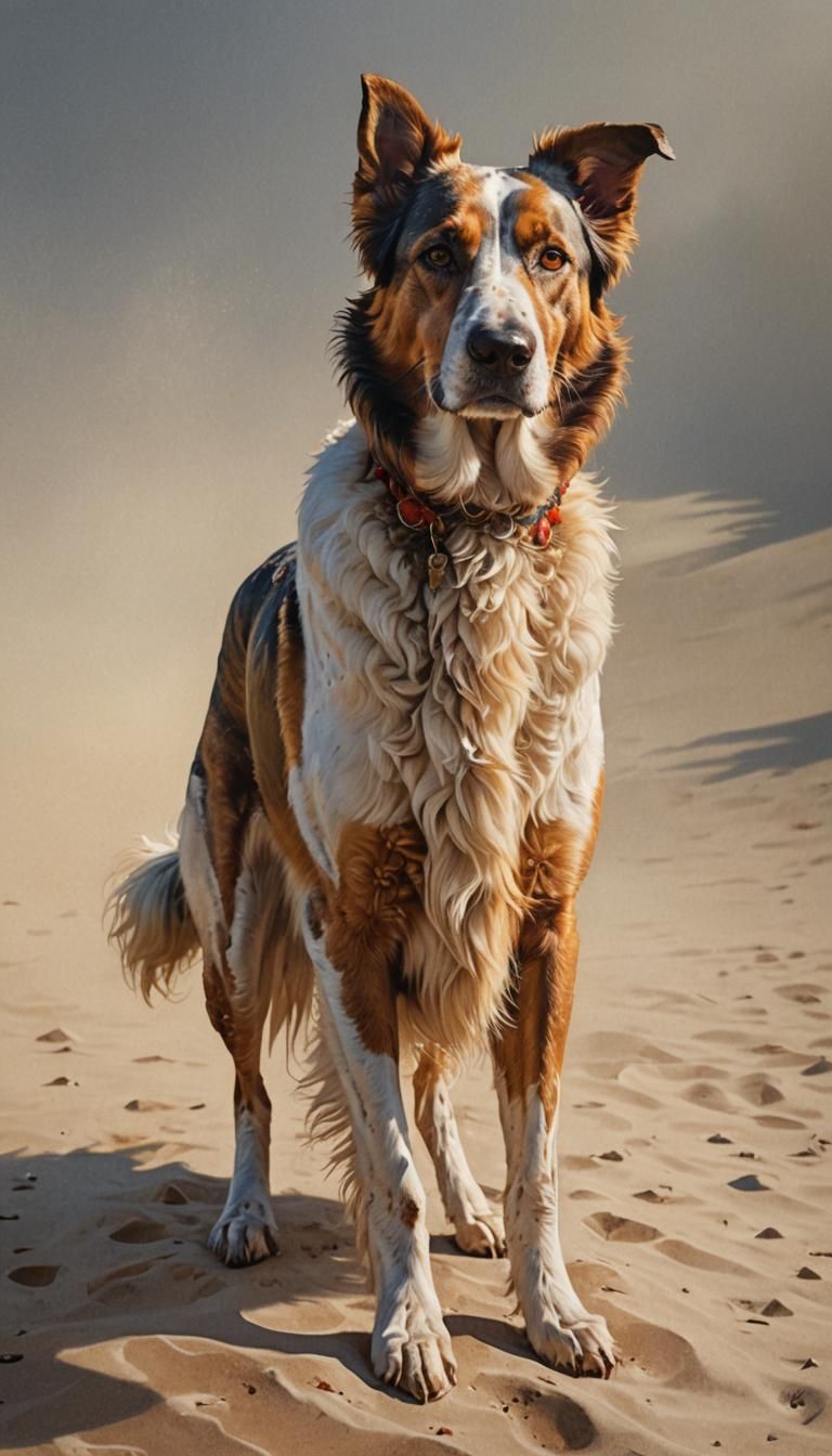 Majestic Spanish Dog Portrait in Hyperrealistic Splash Art