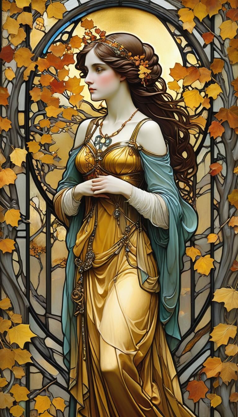 Art Nouveau Lady in Gothic Castle