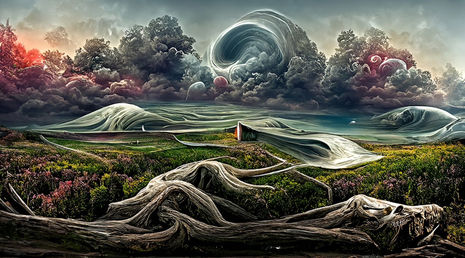 Surreal Landscape Anomaly in Glitch Art Style