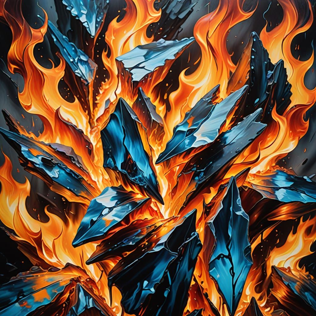 Fire and Ice: A Surrealist Oil Painting