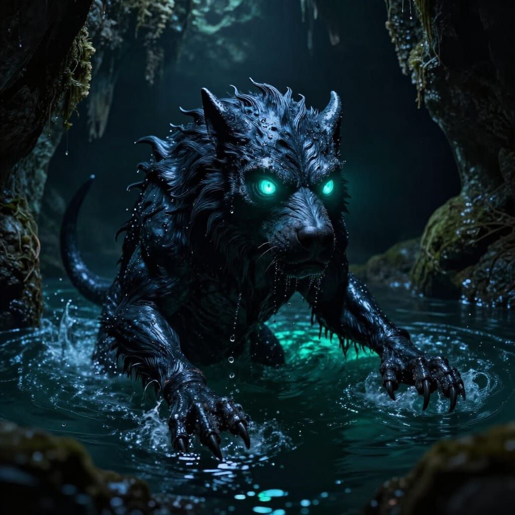 Mythical Ahuizotl Emerges From Dark Cenote
