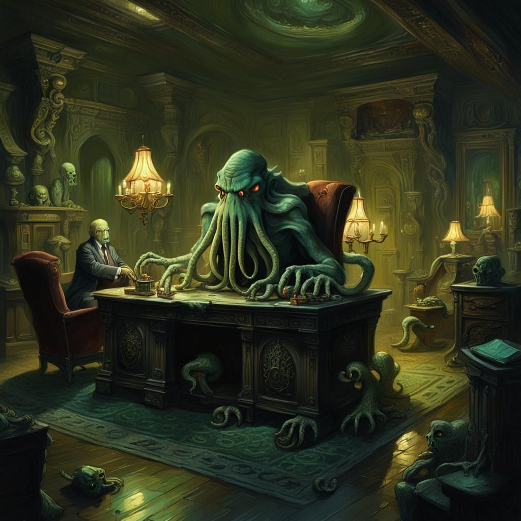Cthulhu and Deep Ones in Lavish Apartment
