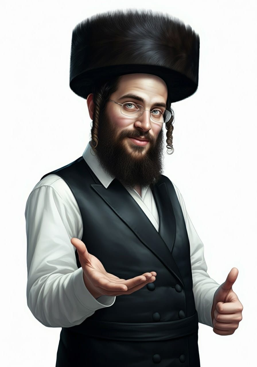 Welcoming Hasidic Jewish Man in Comic Digital Art