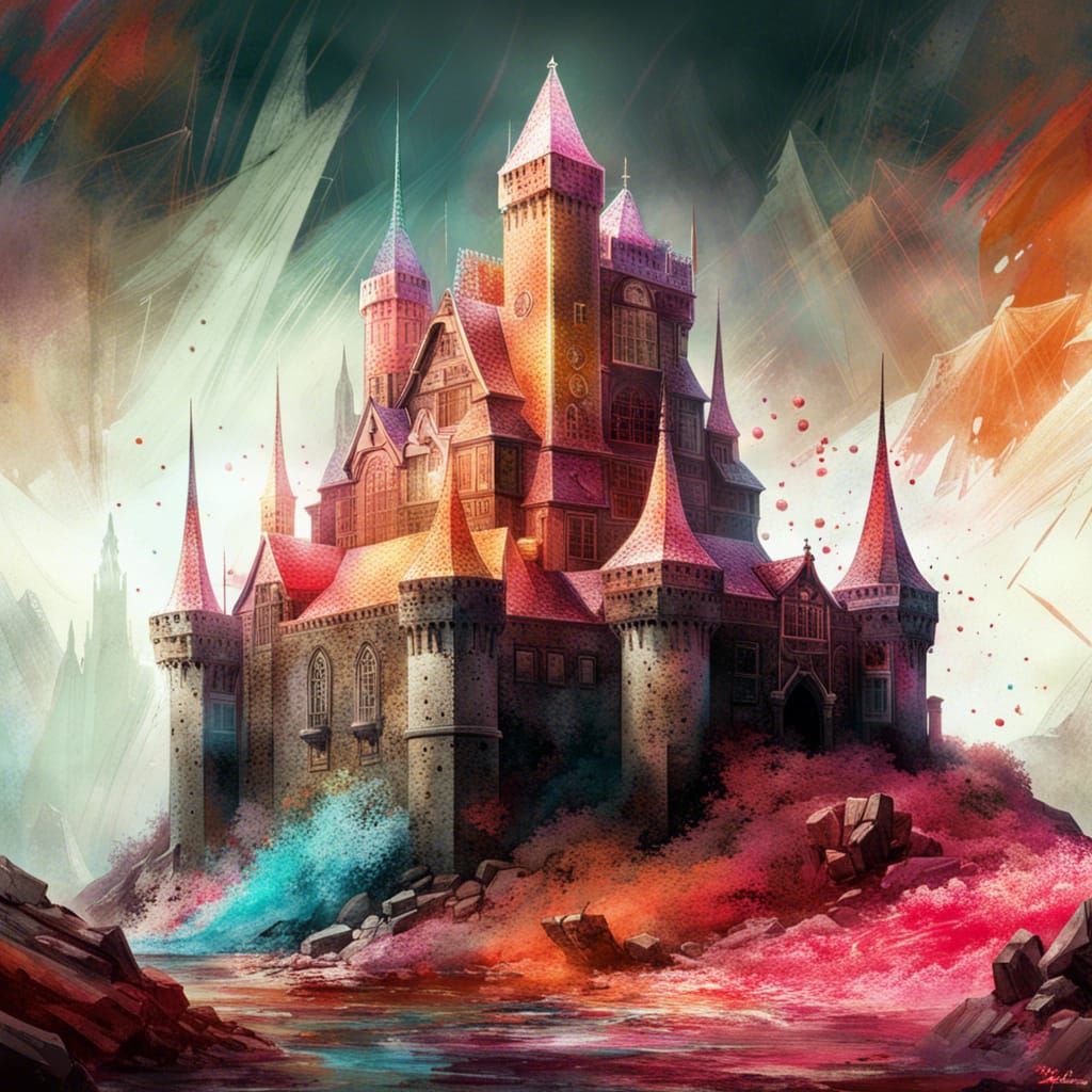 Candy Castle Portrait in Polychromatic Digital Art