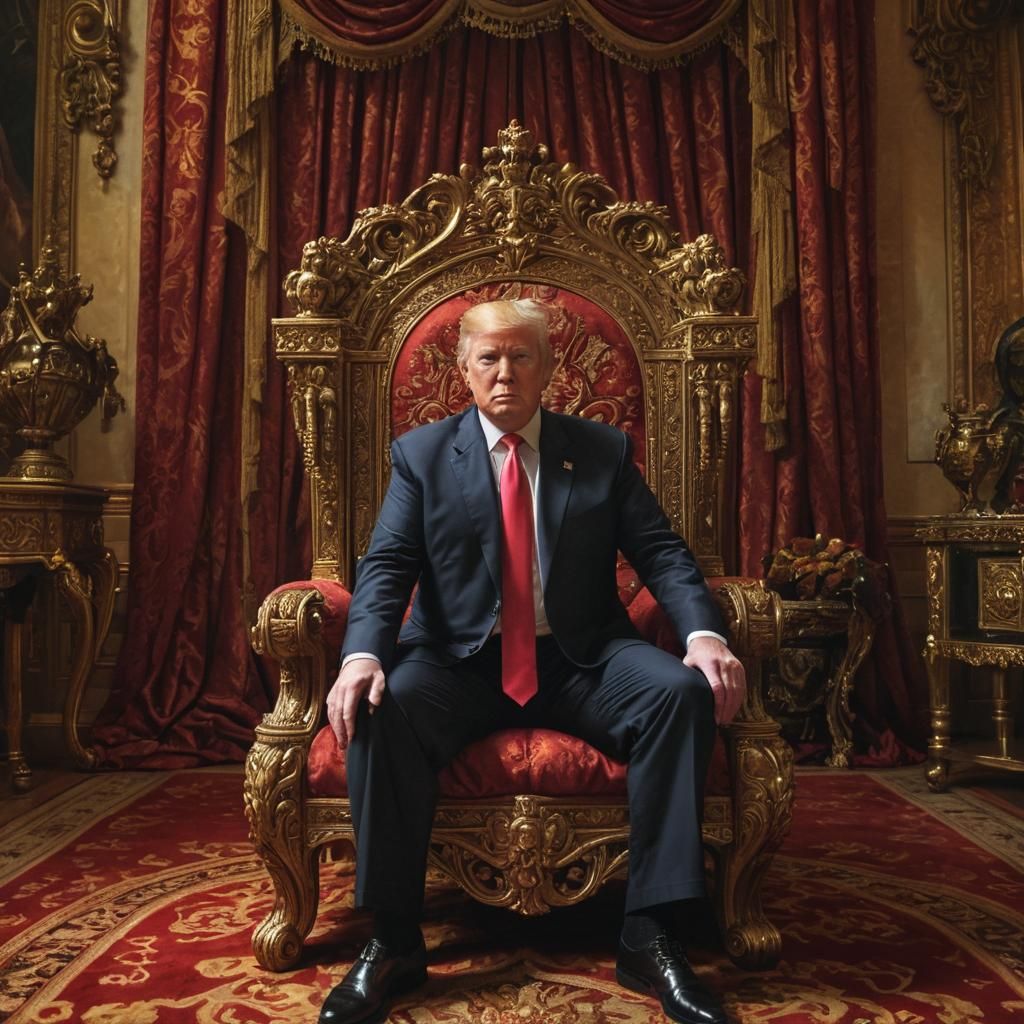Surreal Oil Painting of Trump as Royal Monarch