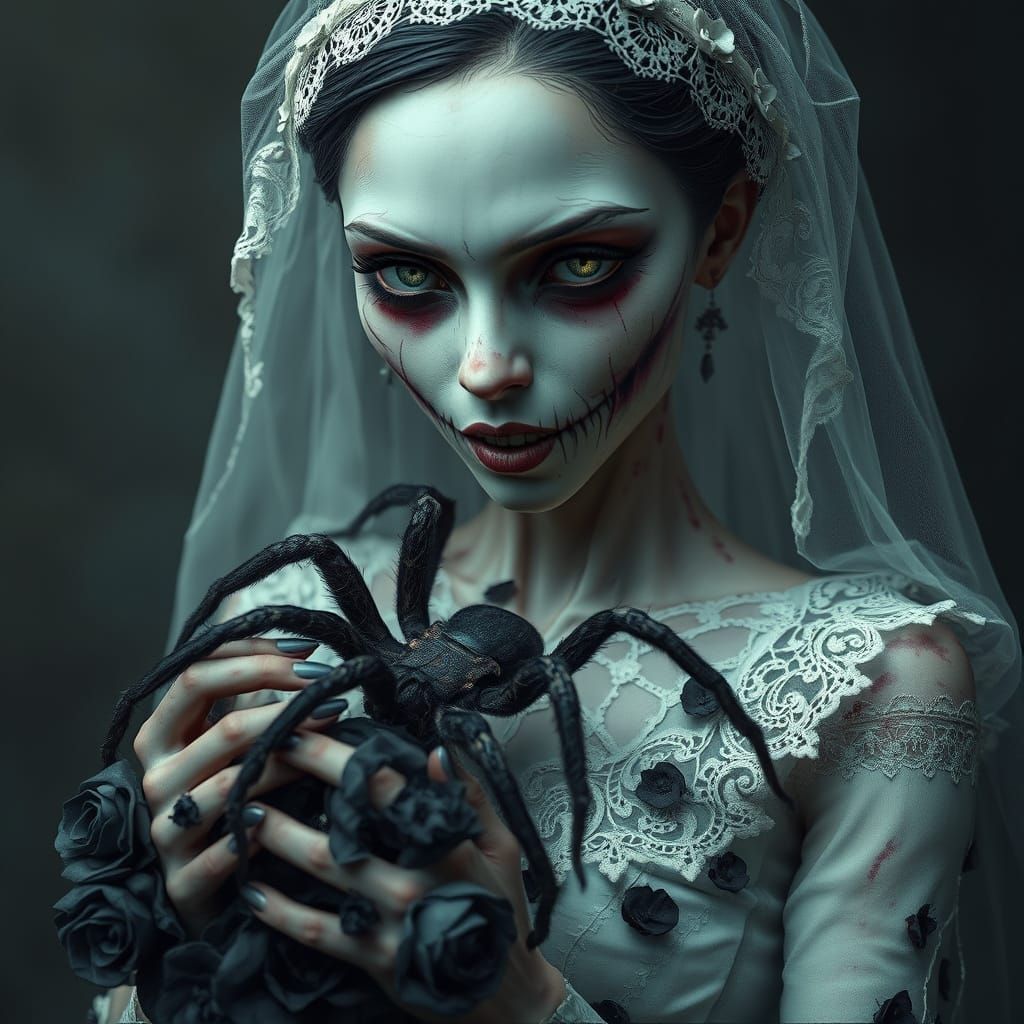 Zombified Ghost Bride Emerges in Cyberpunk Aesthetic