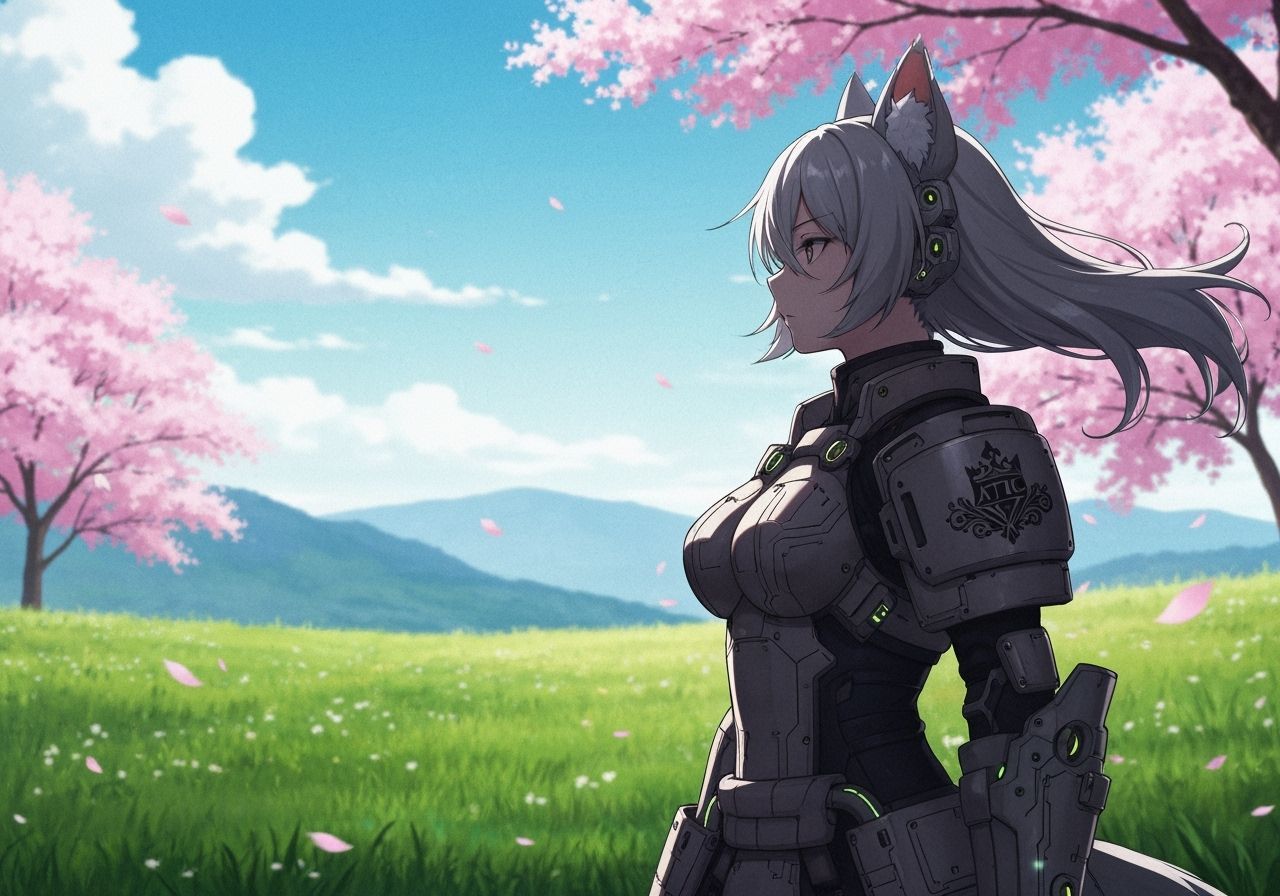 Anime Catgirl in Sci-Fi Samurai Armor