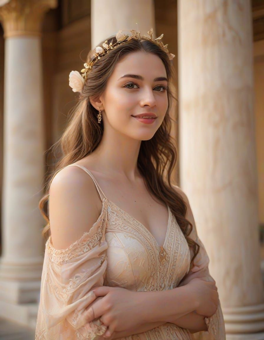 Classical Greek Princess in Temple Prayer