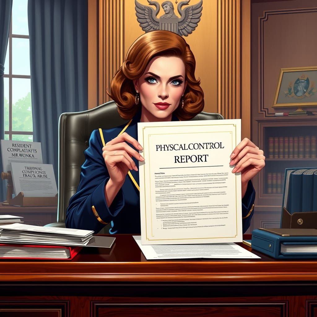 Elegant Female President in Official Office