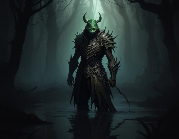 Menacing Bullywug Emerges: Dark Fantasy Concept Art