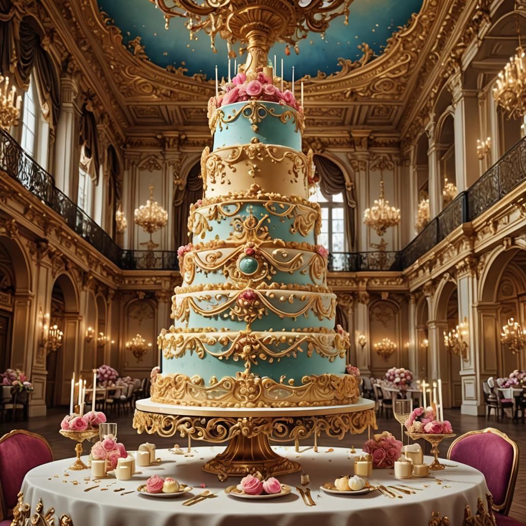 Baroque Wedding Cake Digital Illustration