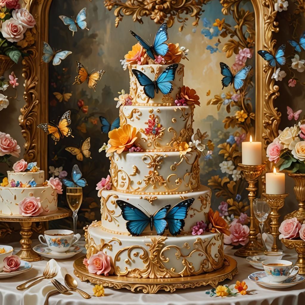 Baroque Wedding Cake Still Life in Oil