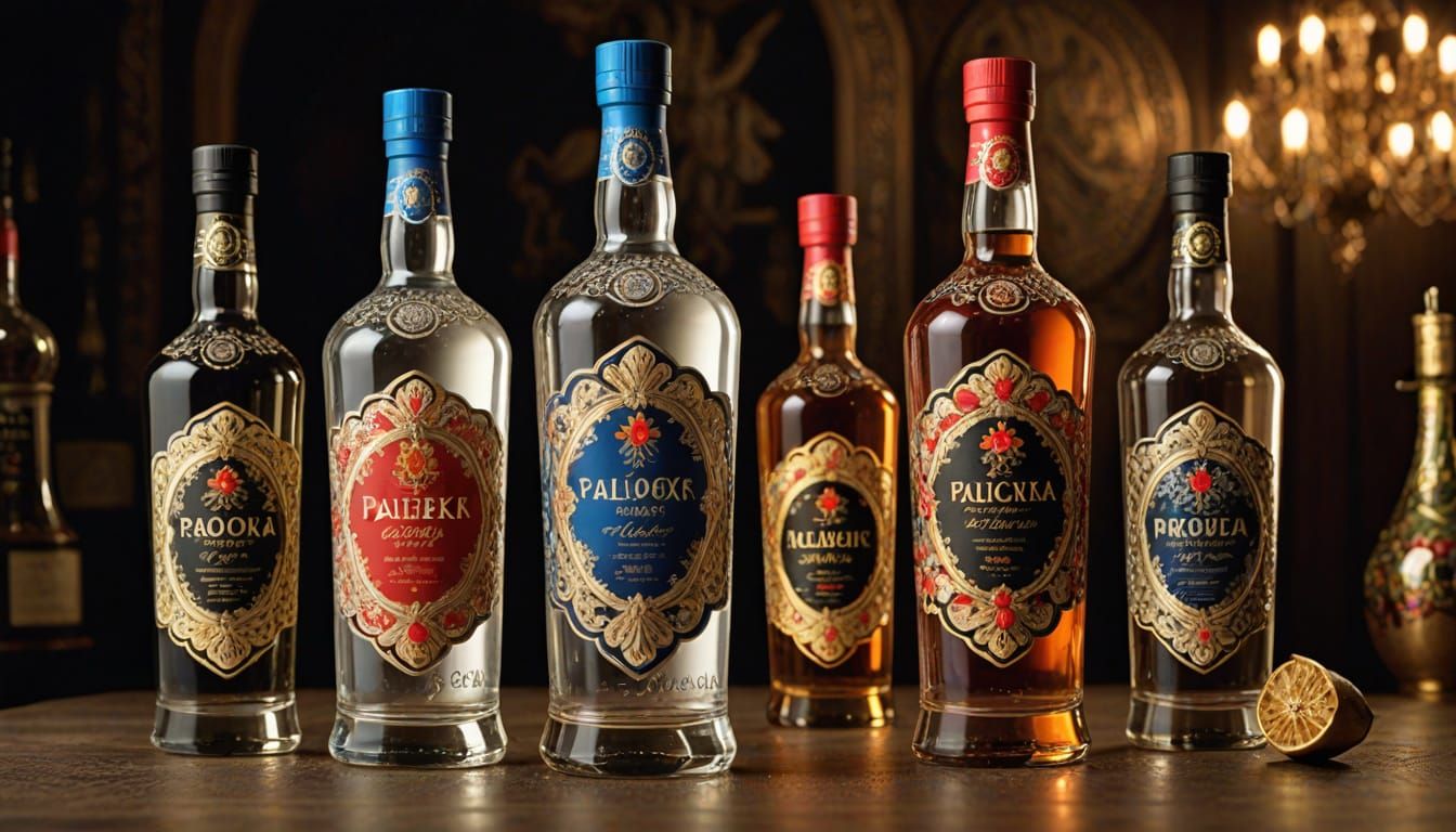 Palekh Vodka Label in Elegant Font