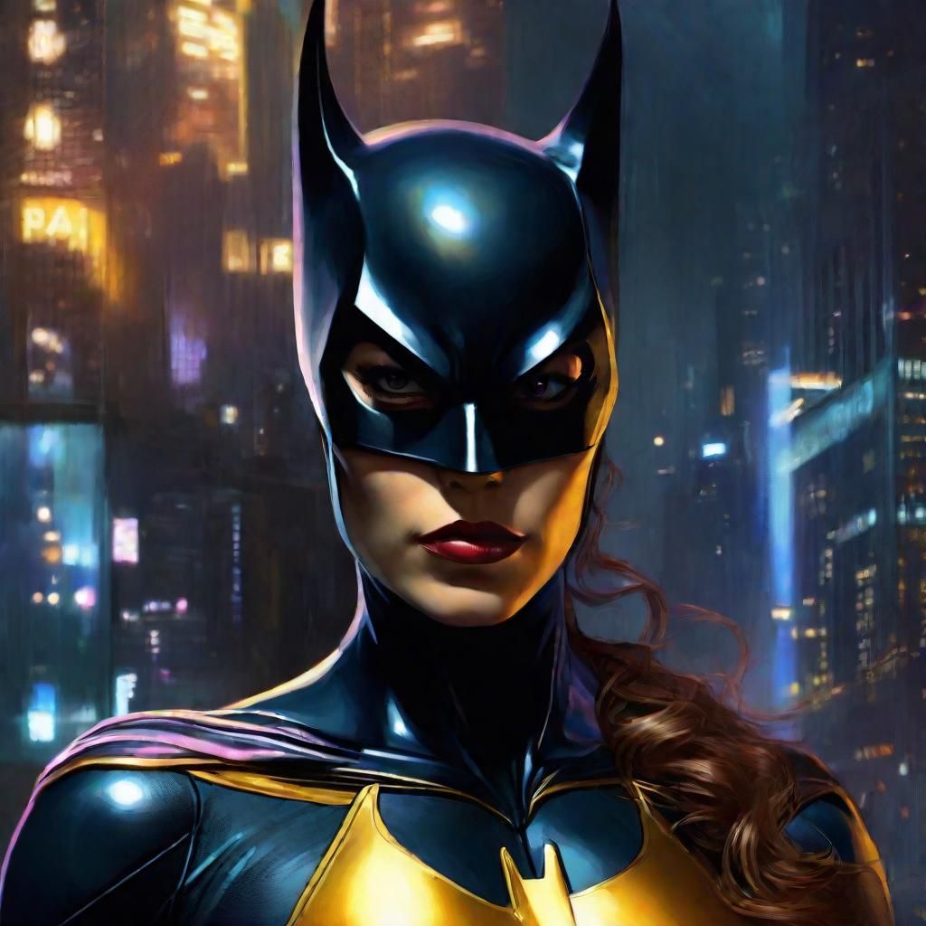 Batgirl Portrait in Holographic Oils