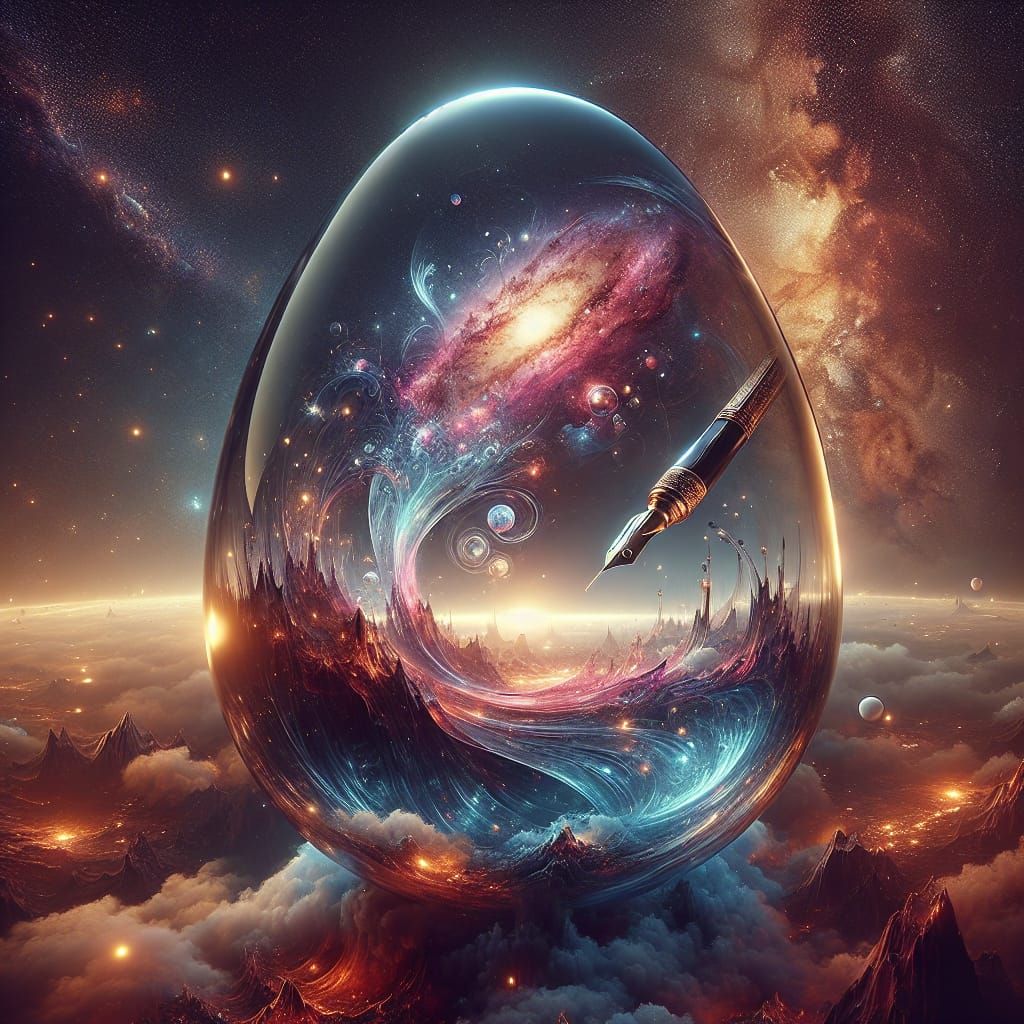 Galaxy in Glass Egg: Detailed Matte Painting
