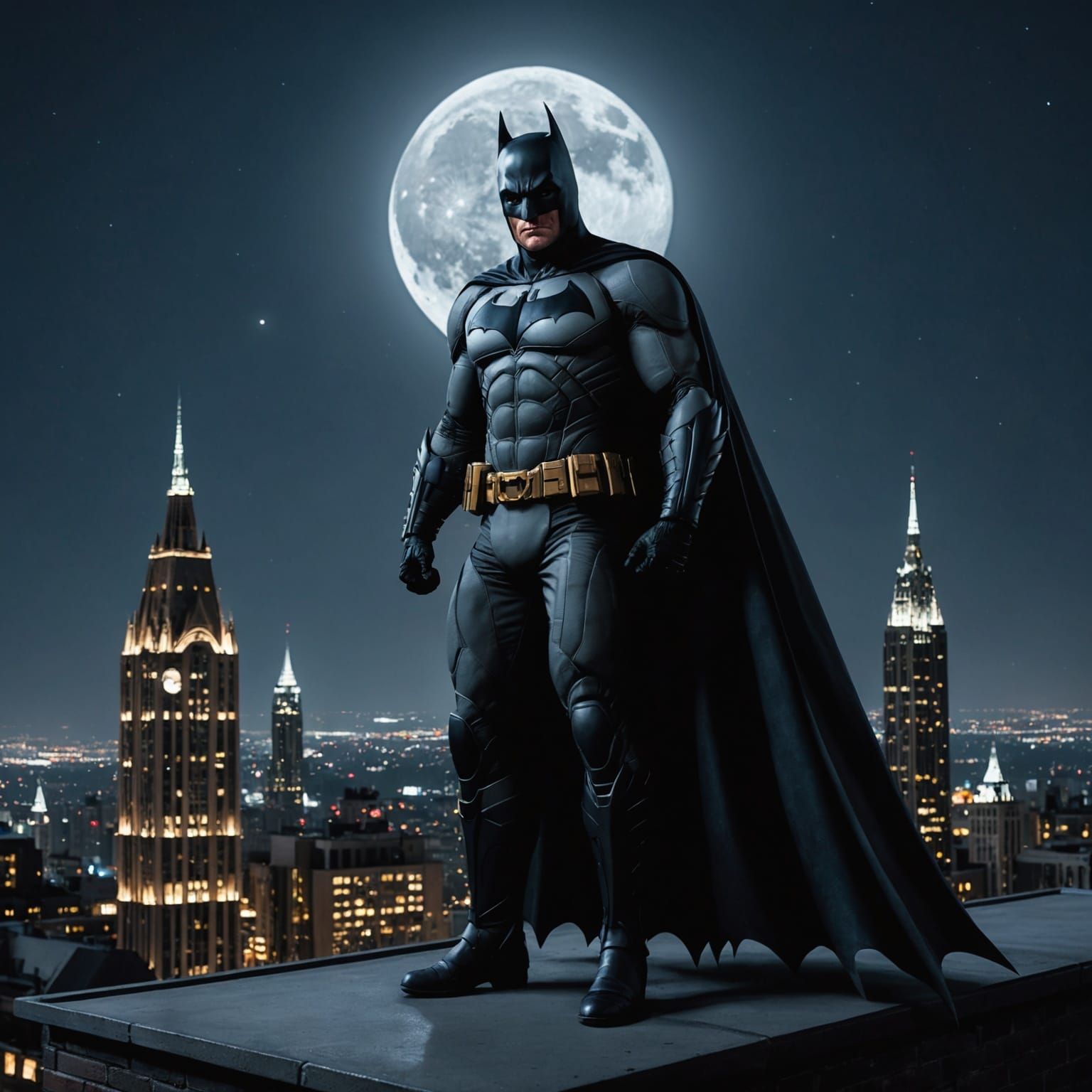 Realistic Batman on Building at Night