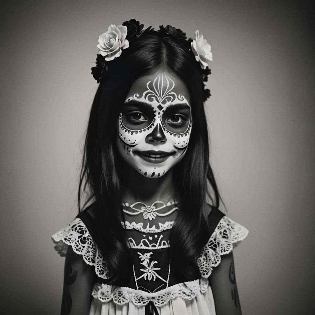 Colombian Girl as Catrina with Chiaroscuro Lighting
