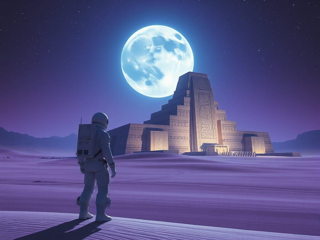 Cosmic Ruins in a Futuristic Alien Landscape