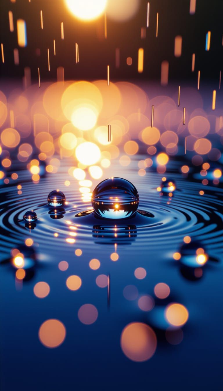 Glistening Raindrops Refract Light in Cinematic 3D