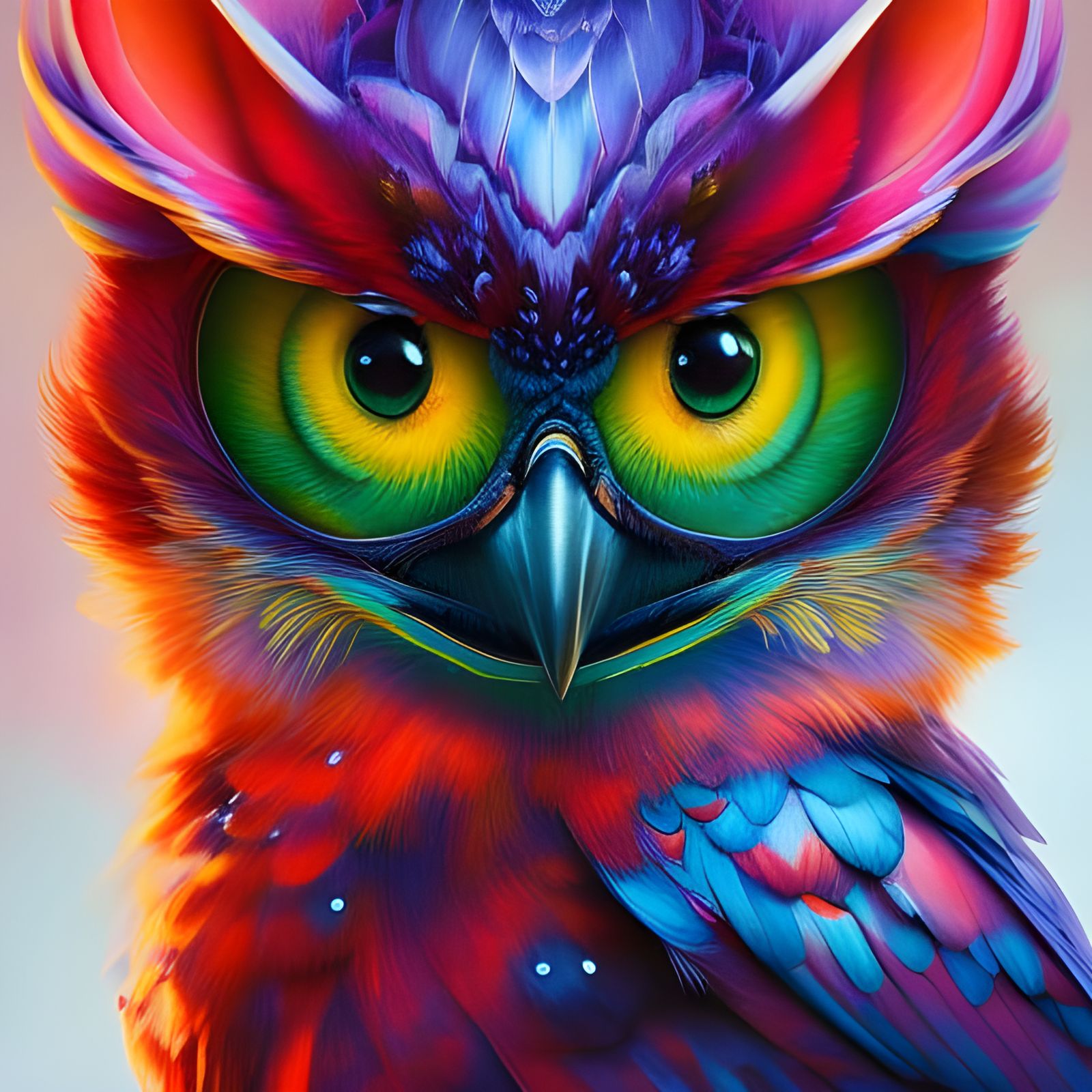Fiery Owl Portrait in Digital Art Style