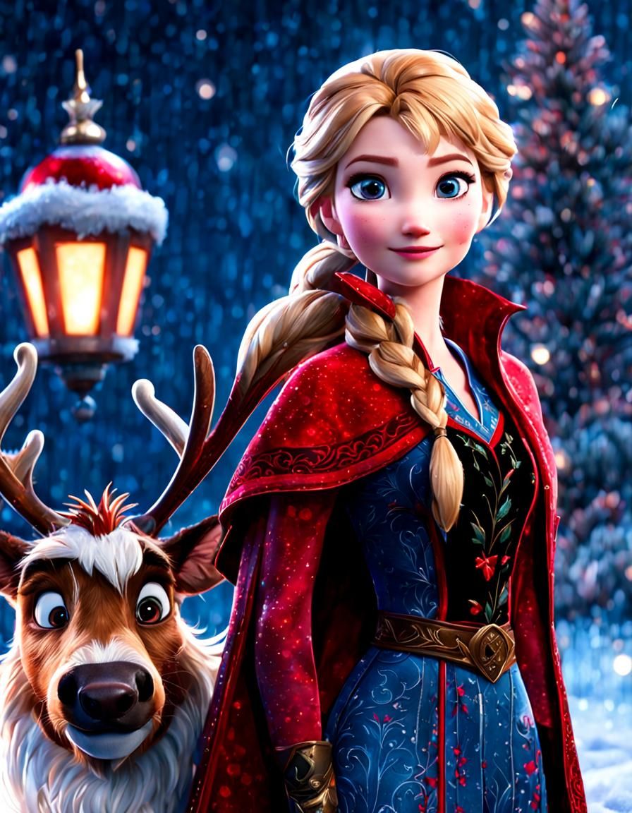 Elsa in Christmas Outfit, Disney Style, 32k