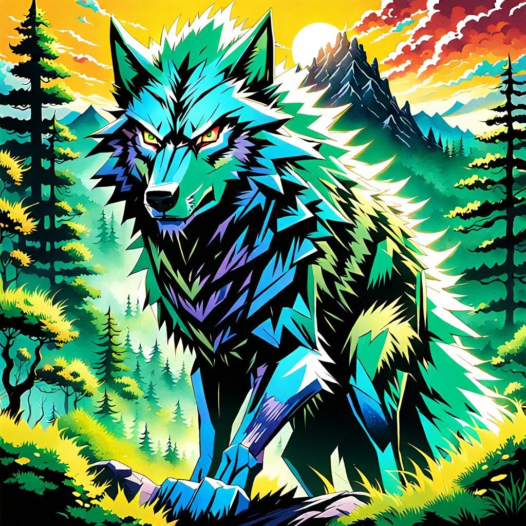 Super Saiyan Wolf on Mountain, Manga Art