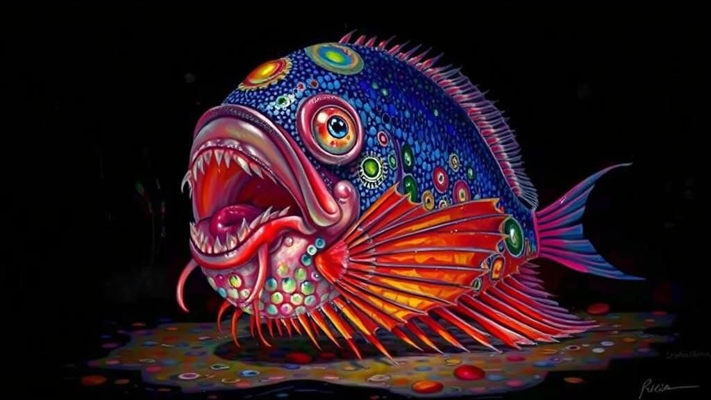 Angler Fish Oil Painting in Pop Surrealism Style