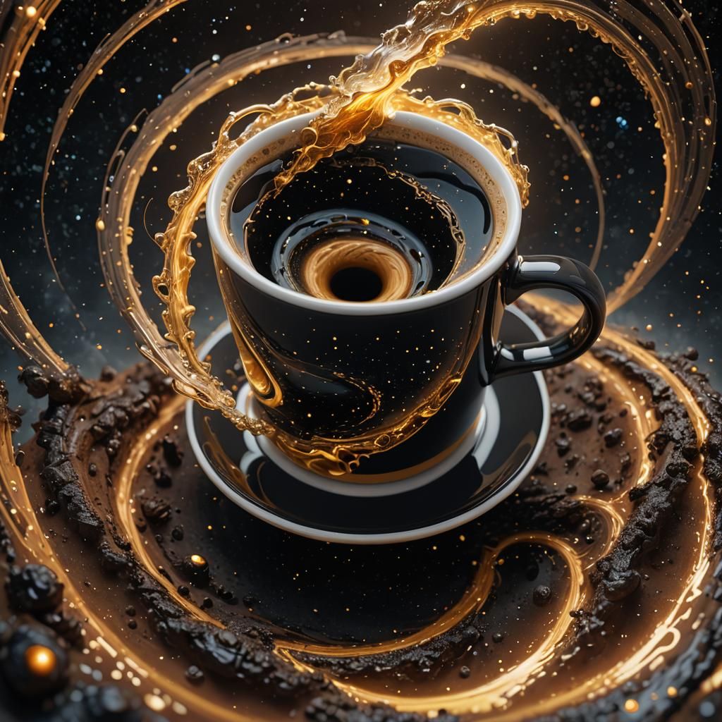 Galactic Black Hole Coffee: Sci-Fi Solarpunk Art