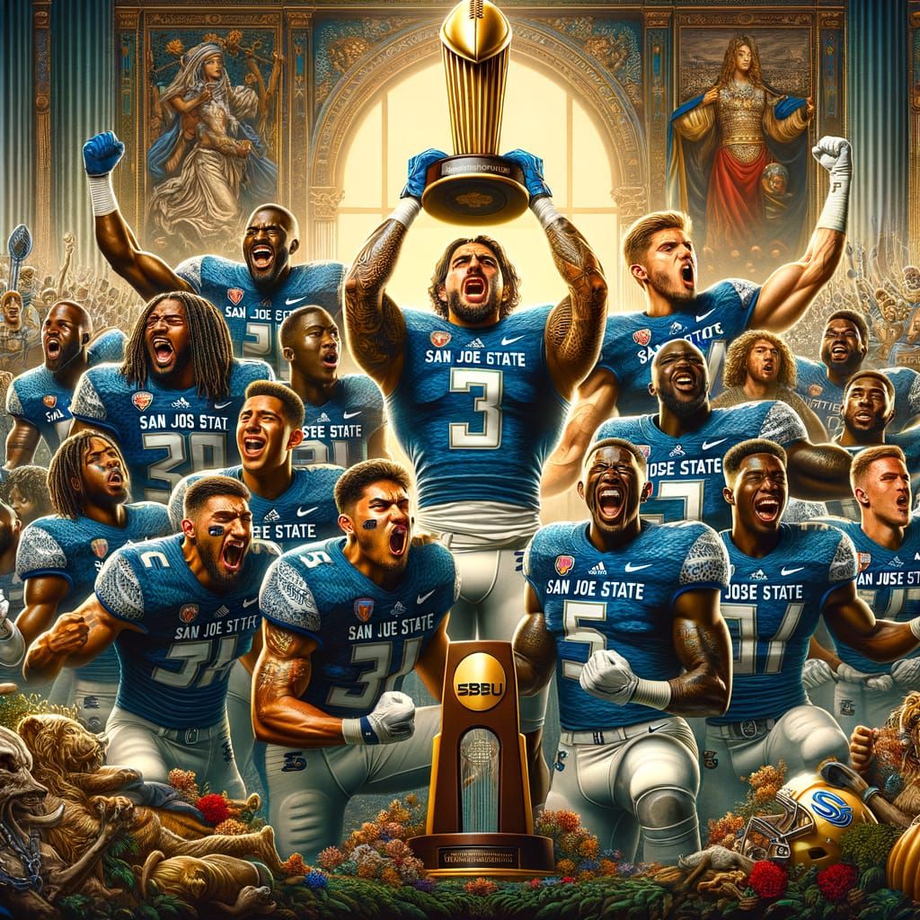 San Jose State Football Players Celebrate Championship Victo...