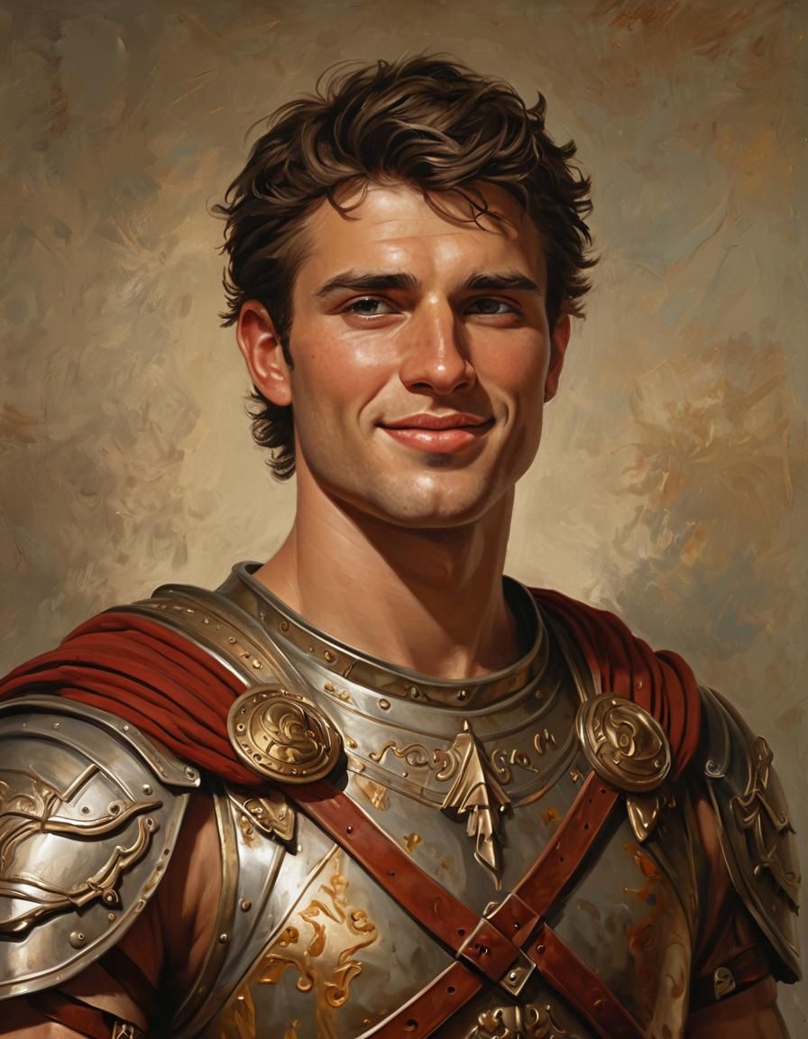 Smiling Roman Legionnaire Portrait in Fantasy Art Style