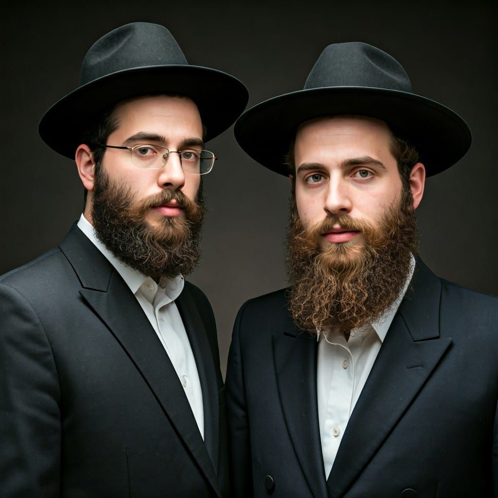 Orthodox Jewish Men Portrait in Formal Attire