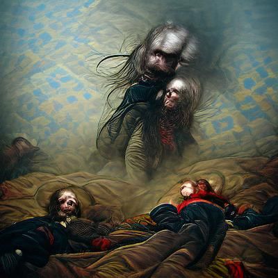 Sinister Ghost Child Horror Scene: Gothic Engraving