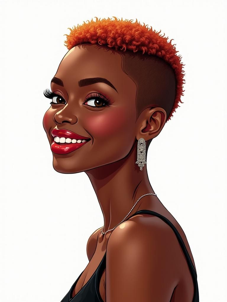 Auburn Buzz Cut Portrait in Pop Art Style